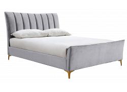 4ft Small Double Clover grey velvet fabric upholstered bed frame 1